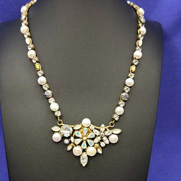 Sorrelli Jewelry - Sorrelli Signed Antique Gold-Tone Crystal & Faux Pearl Necklace